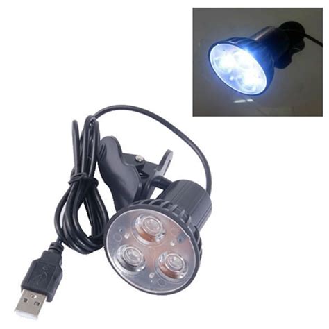 Black Flexible Super Bright 3 Led Clip On Spot Usb Light Lamp For