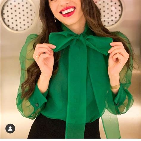 Zara Tops Zara Green Organza Pussy Bow Blouse Med Nwt Poshmark