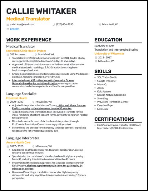 Translator Resume Examples That Got The Job In