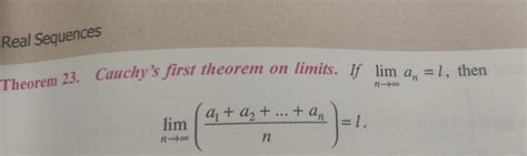 Real Analysis Cauchys First Theorem On Limits Rlearnmath