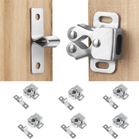 Ouligay 6pcs Cabinet Latch Double Roller Cupboard Cabinet Door Latch