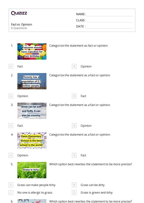 50 Fact Vs Opinion Worksheets For 3rd Grade On Quizizz Free And Printable