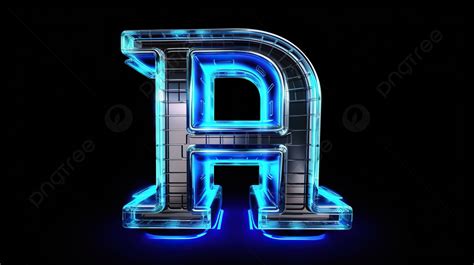 3d Rendered Futuristic Blue Neon Led Digital Font Of The Letter H