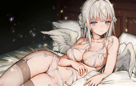 Обои girl sexy lingerie bra cleavage panties thighhighs long hair на телефон и рабочий