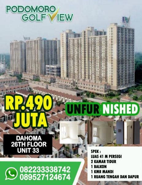 Jual Apartemen Podomoro Golf View Tanpa Perantara Murah Butuh Uang