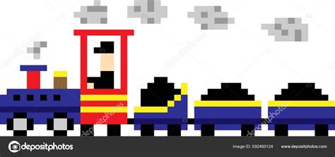 Arte Píxeles Tren Aislado Sobre Fondo Blanco Vector De Stock Por