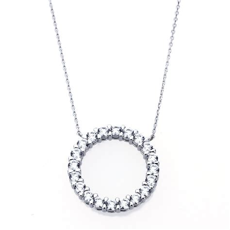 Sterling Silver Diamond Simulant Necklace Round CZ Prong Set - Etsy