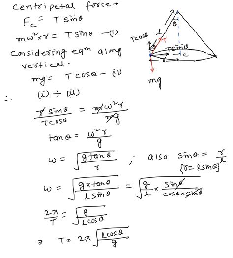 Derive An Expression For Time Period Of A Conical Pendulum Physics