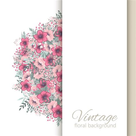 Fond De Cadre Floral Vintage Avec Des Fleurs Colorées Vecteur Premium