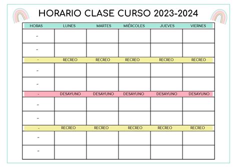 Horarios Editables Multiples Formatos Para Adaptarlos