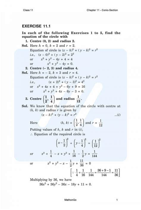 Ncert Solutions For Class 11 Maths Chapter 11 Conic Sections Mathongo