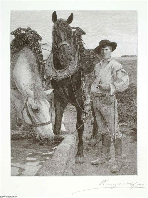 Paintings Reproductions Horses At The Watering Trough 1893 By Henry