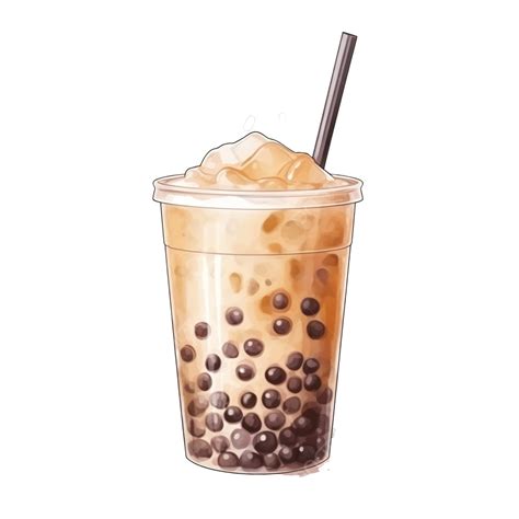 Bubble Milk Tea Watercolor Illustration Bubble Milk Tea Drink