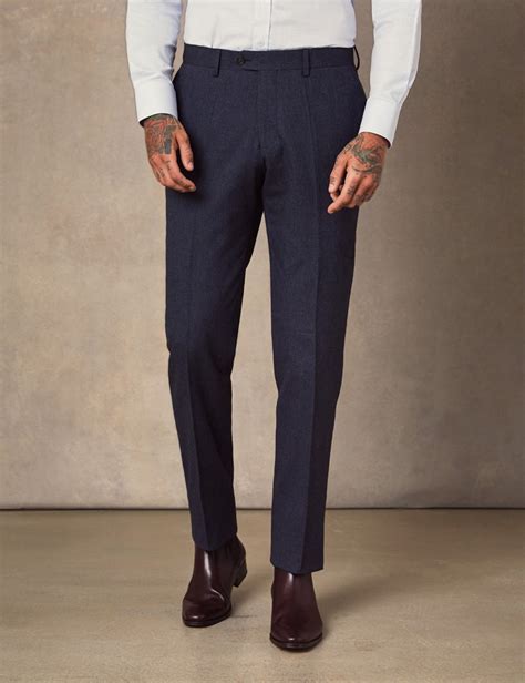 Mens Navy Soft Cotton Trousers Hawes And Curtis