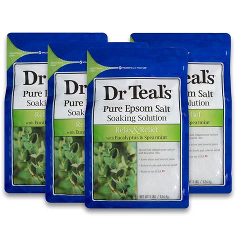 Buy Dr Teal S Pure Epsom Salt Relax And Relief With Eucalyptus And Spearmint 3 Lb Pack Of 4