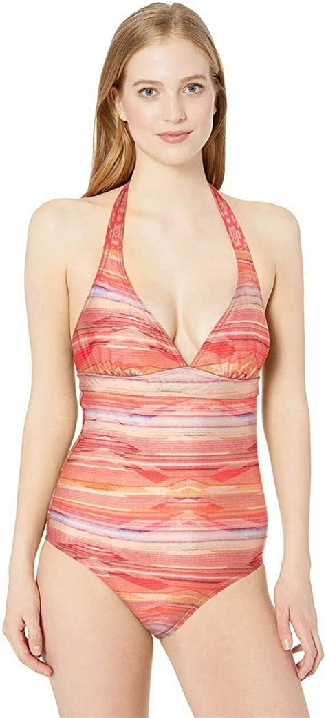 Prana One Piece Swimsuit Women Orange Outdoor Beach Pool Summer Classic Swimwear Swimwear