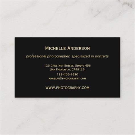 Chic Black Photographer Business Card Zazzle