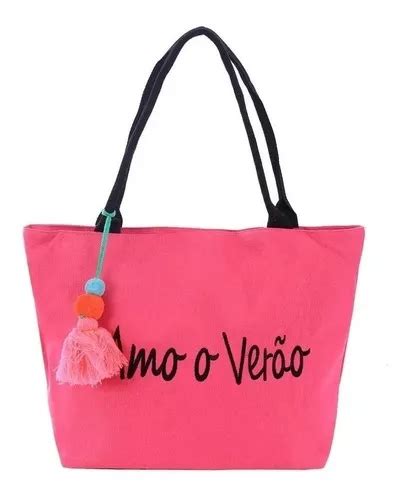 Bolsa Feminina Sacola Para Praia E Piscina Grande Resistente Cor Rosa