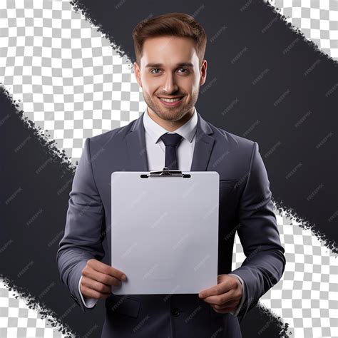 Premium Psd A Man In A Suit Holds A Piece Of Paper With A Black Background With A White X On It