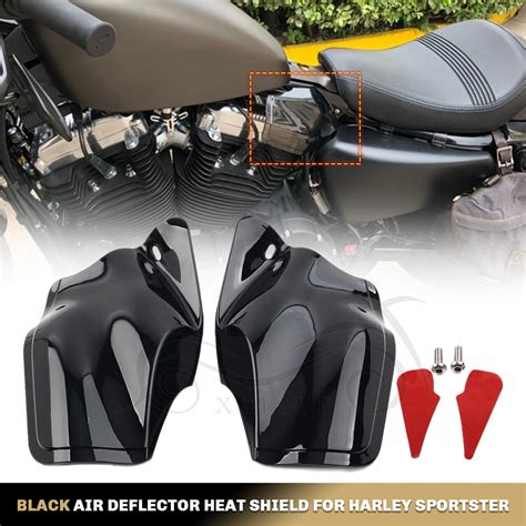 Black Abs Air Heat Deflector Saddle Shields For Harley Iron