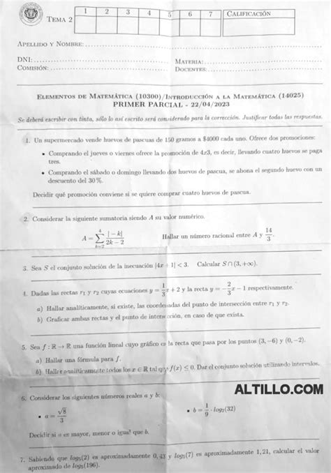 Parcial A Elementos De Matem Tica Unlu