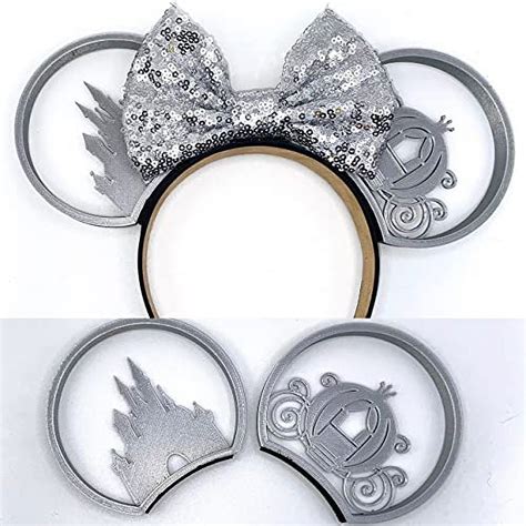 D Printed Interchangeable Mouse Ears Headband Silver Princess Castle