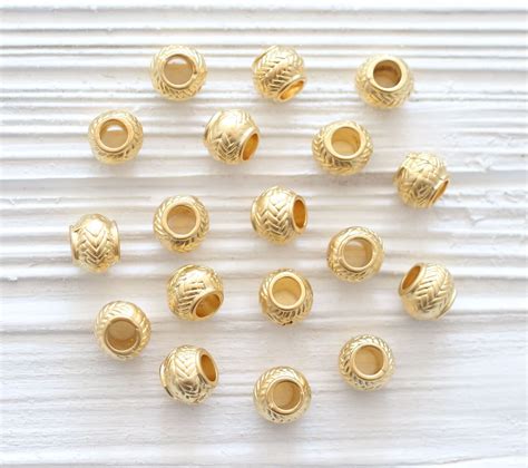 10pc Matte Gold Rondelle Beads Large Gold Metal Beads Heishi Etsy