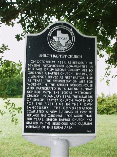 Shiloh Baptist Church - TEXAS HISTORICAL MARKERS