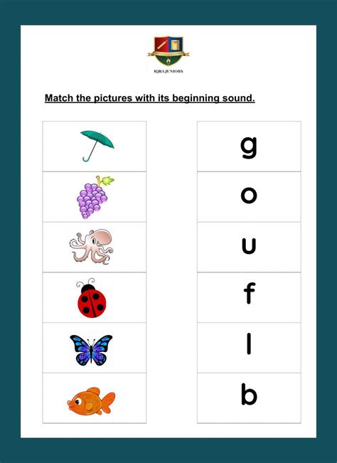 Initial Sounds Worksheet Phonics Kindergarten