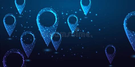 Futuristic Pin Location Markers Journey Destination Concept With