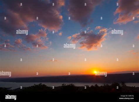 Sunset In Aiguines Provence France Stock Photo Alamy