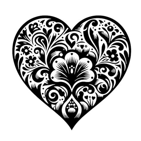 La silueta en blanco y negro de un corazón el símbolo del amor