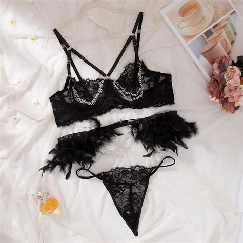 Generic Sexy Chain Feather Stitching Temptation Hollow Sexy Lingerie Suit Walmart