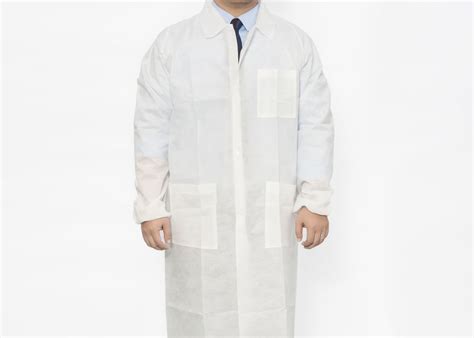 White Elastic Cuff Disposable Lab Coats Unisex Customized Style For