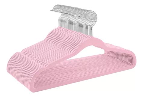 Kit Cabide Infantil Veludo Slim Antideslizante Cor Rosa Toaninni