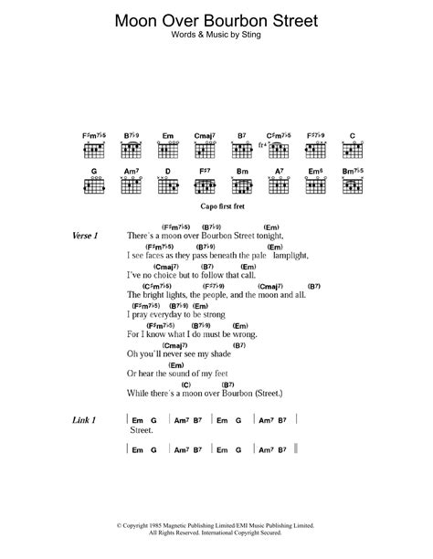 Moon Over Bourbon Street by Sting - Guitar Chords/Lyrics - Guitar Instructor