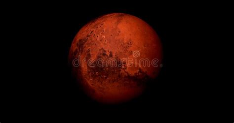 Planet Mars Sun Rise Isolate On Dark Front View Of Mars Planet From D