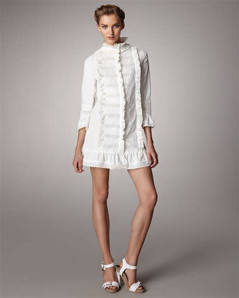 Lyst Red Valentino Ruffled Lace Dress In White