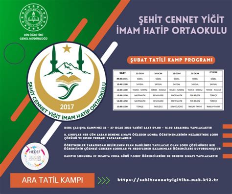 Hedef Lgs Ubat Kamp Programi Ehit Cennet Yi It Mam Hatip