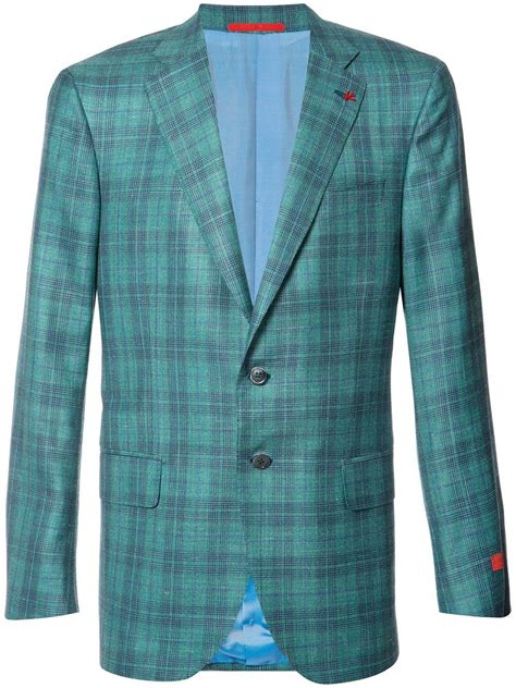 Isaia Plaid Blazer In Green For Men Lyst