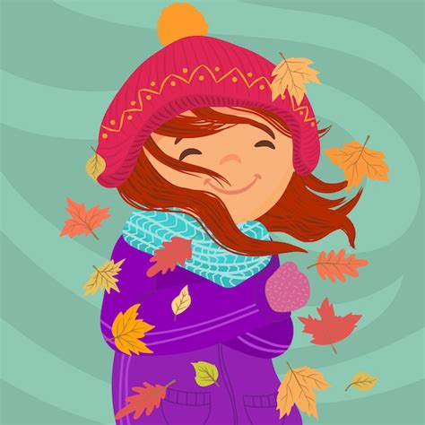 Girl Freezing On A Very Windy Day Vector Premium Download