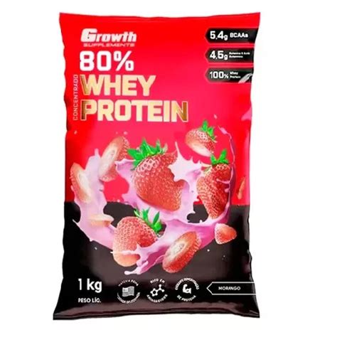 Whey Protein Concentrado Morango 1kg Growth Supplements Shopee Brasil