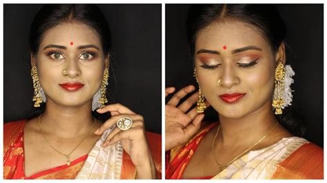 Bengali Bridal Traditional Makeup Tutorial For Dusky Skin In Tamil