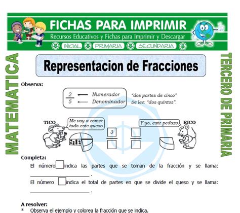 Representacion De Fracciones Para Tercero De Primaria Fichas Gratis