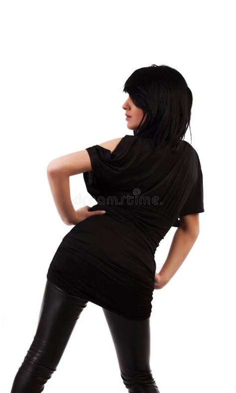 Para Trás Do Brunette Novo Atrativo Foto de Stock Imagem de sorriso caucasiano