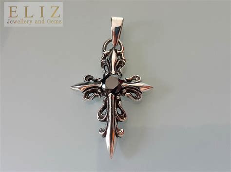 Sterling Silver Skull Biker Rocker Gothic Cross Pendant Eliz