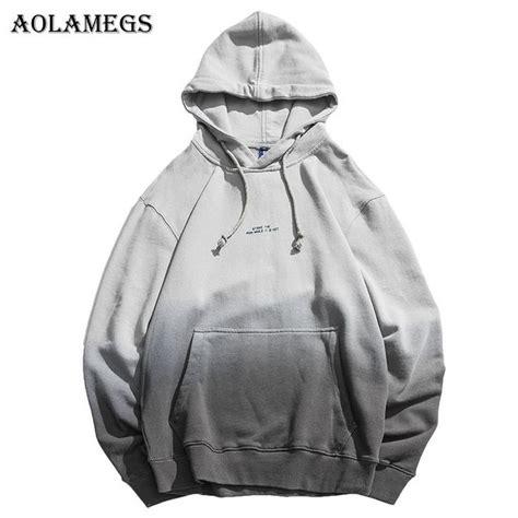 Aolamegs Hoodies Men Japanese Gradient Hooded High Street Pullover