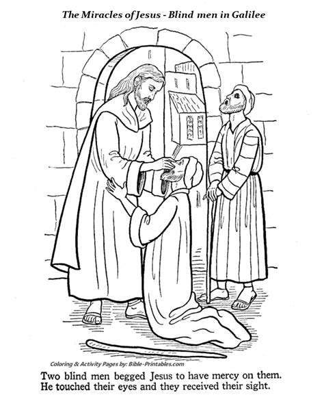 Blind Men In Galilee Coloring Pages Miracles Of Jesus