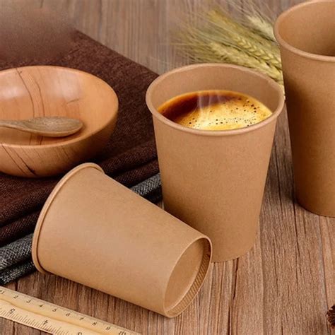 100x 8oz 12oz 16oz 240 530ml Disposable Kraftpaper Coffee Cups Milk Tea ...