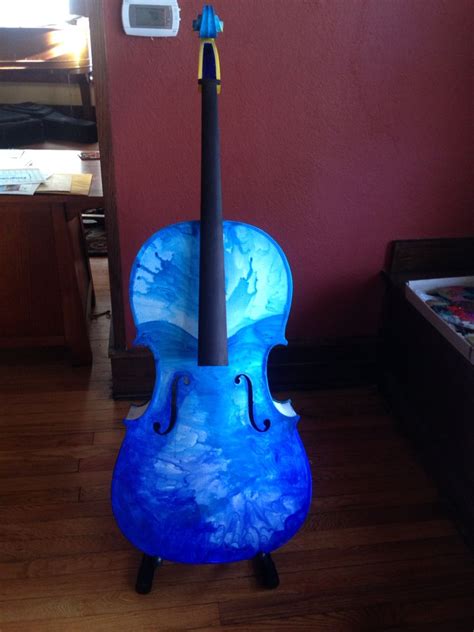 Blue painted cello